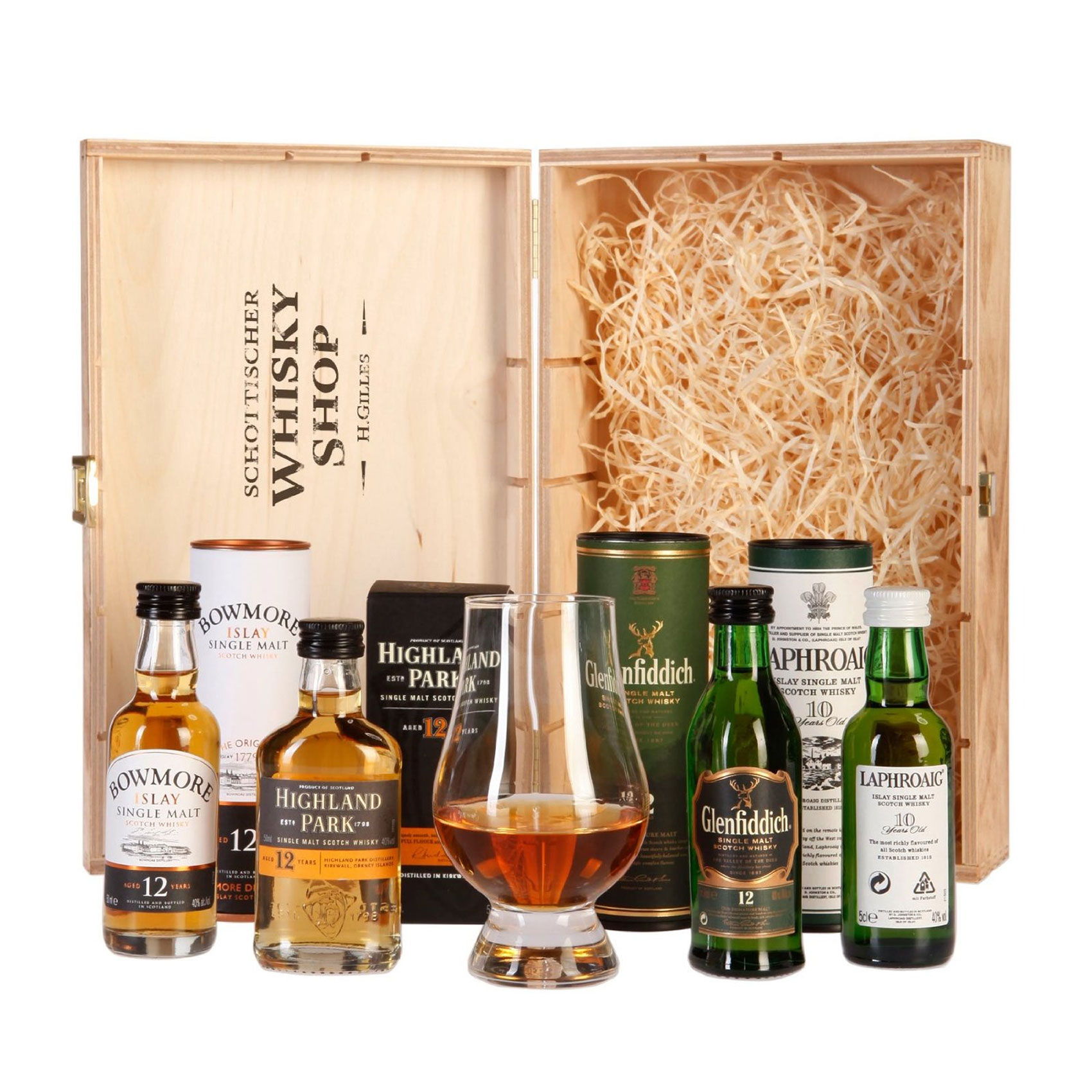 Whisky-Fans: Geschenk und Whiskysorten für Nosing-Glas Exklusives 4x